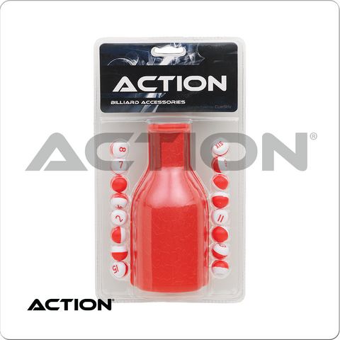 Red Plastic Shaker Bottle & Pill Set