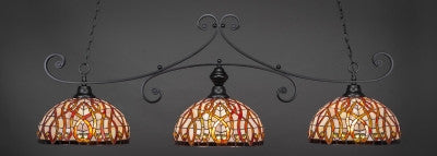  Curl 3 Light Bar In Matte Black Finish With 15" Persian Nites Tiffany Glass (353-MB-991) - lights