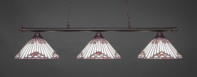  Oxford 3 Light Bar In Dark Granite Finish With 15" Purple Sunray Tiffany Glass (373-DG-938) - lights