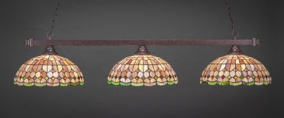  Square 3 Light Bar In Dark Granite Finish With 15" Rosetta Tiffany Glass (803-DG-988) - lights